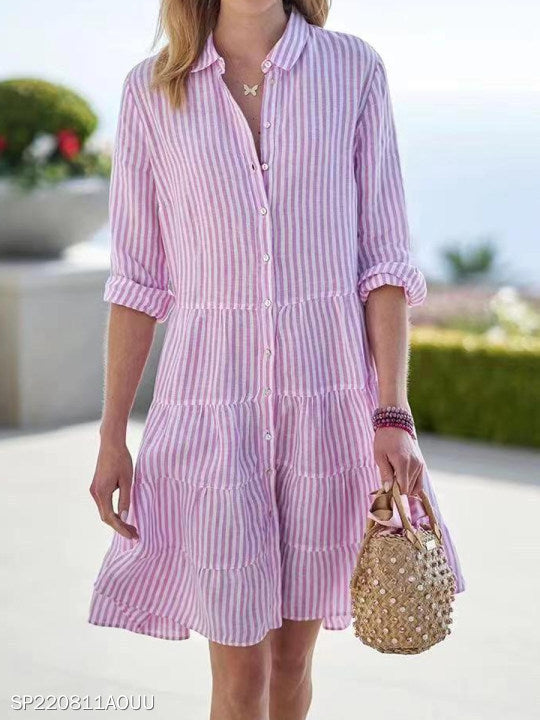 robe_chemise rayée manches_longues