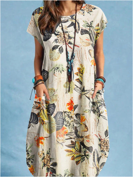 Balade Naturelle – Robe Casual Imprimé Plantes
