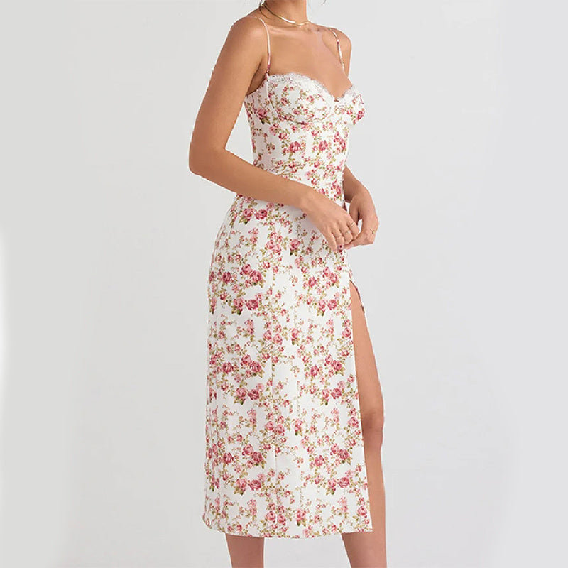 Séduction Bohème – Robe Longue Imprimée à Fente
