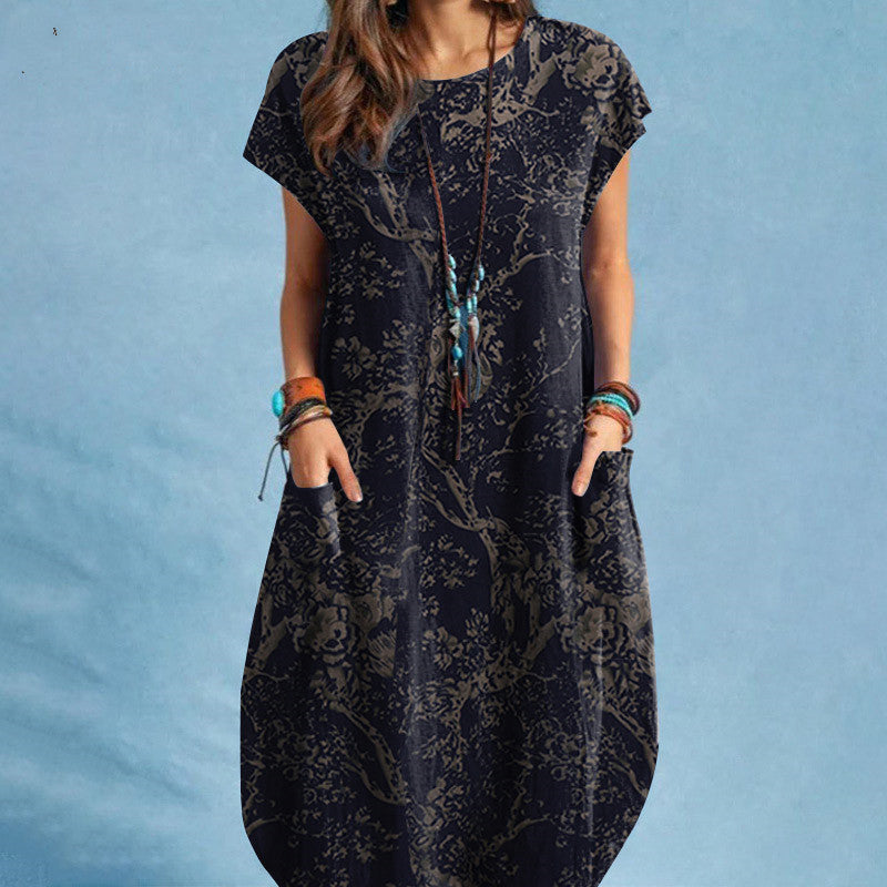 Balade Naturelle – Robe Casual Imprimé Plantes