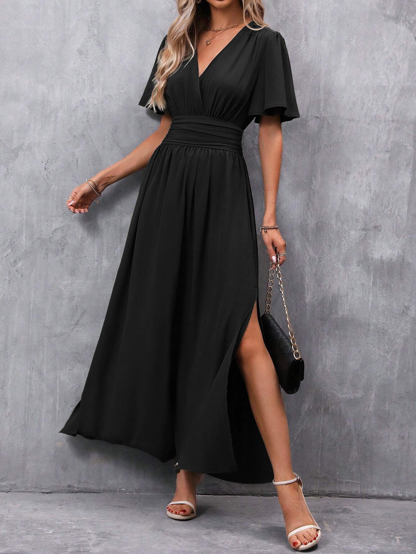 robe_élégante fendue mode_femme