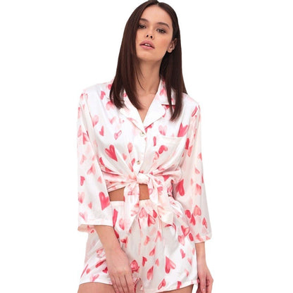 Caresse de Soie – Tenue Homewear Imprimé Cœurs