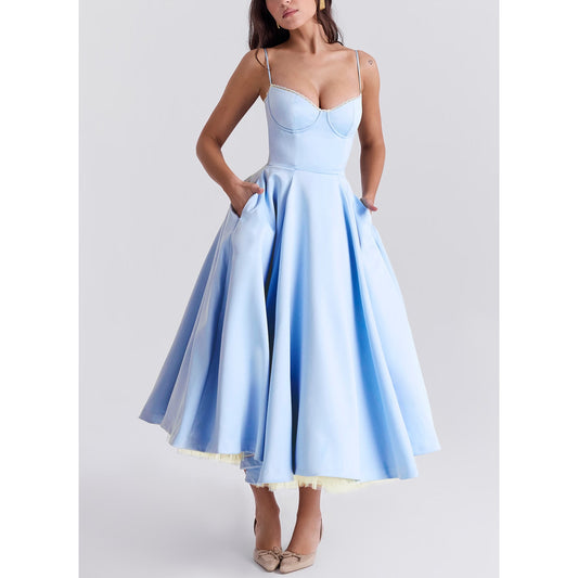 robe fluide-longue décolleté V chic