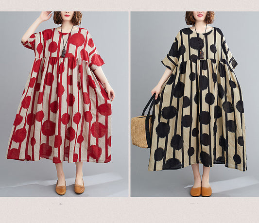 Robe d’Été Classique – Pois Rétro, Taille Sublimée