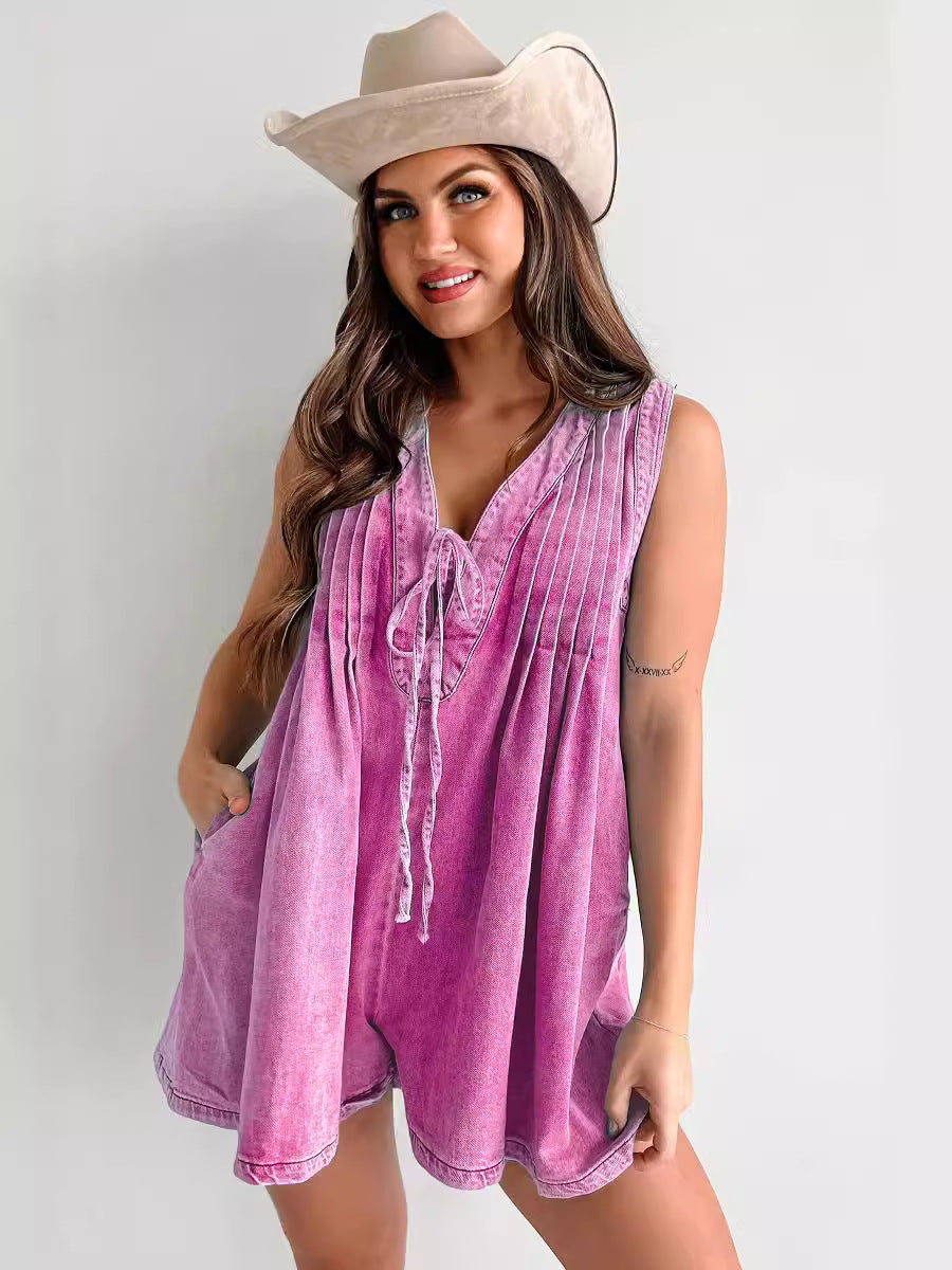 combinaison_short denim casual femme