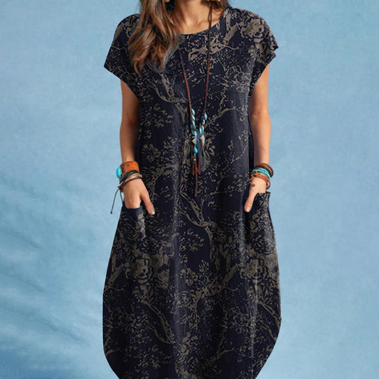 Balade Naturelle – Robe Casual Imprimé Plantes