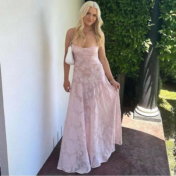 robe glamour-longue dos lacé fleurs