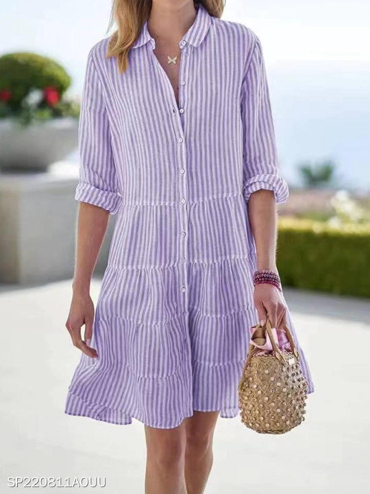 robe_chemise rayée manches_longues