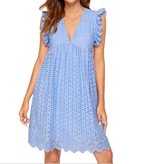 robe_été sans_manches dentelle col_V