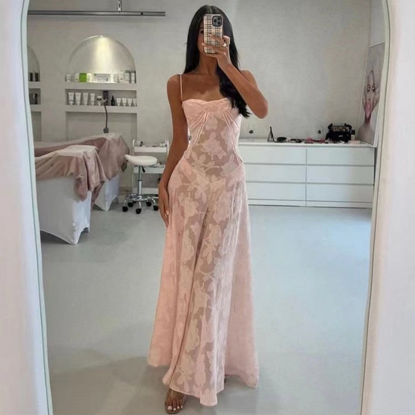 robe glamour-longue dos lacé fleurs