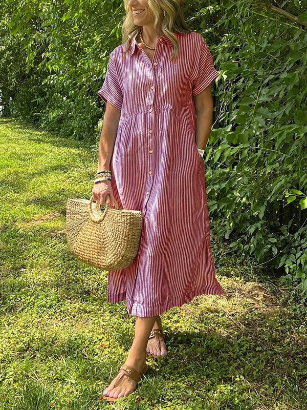 robe_casual rayée coton_linge