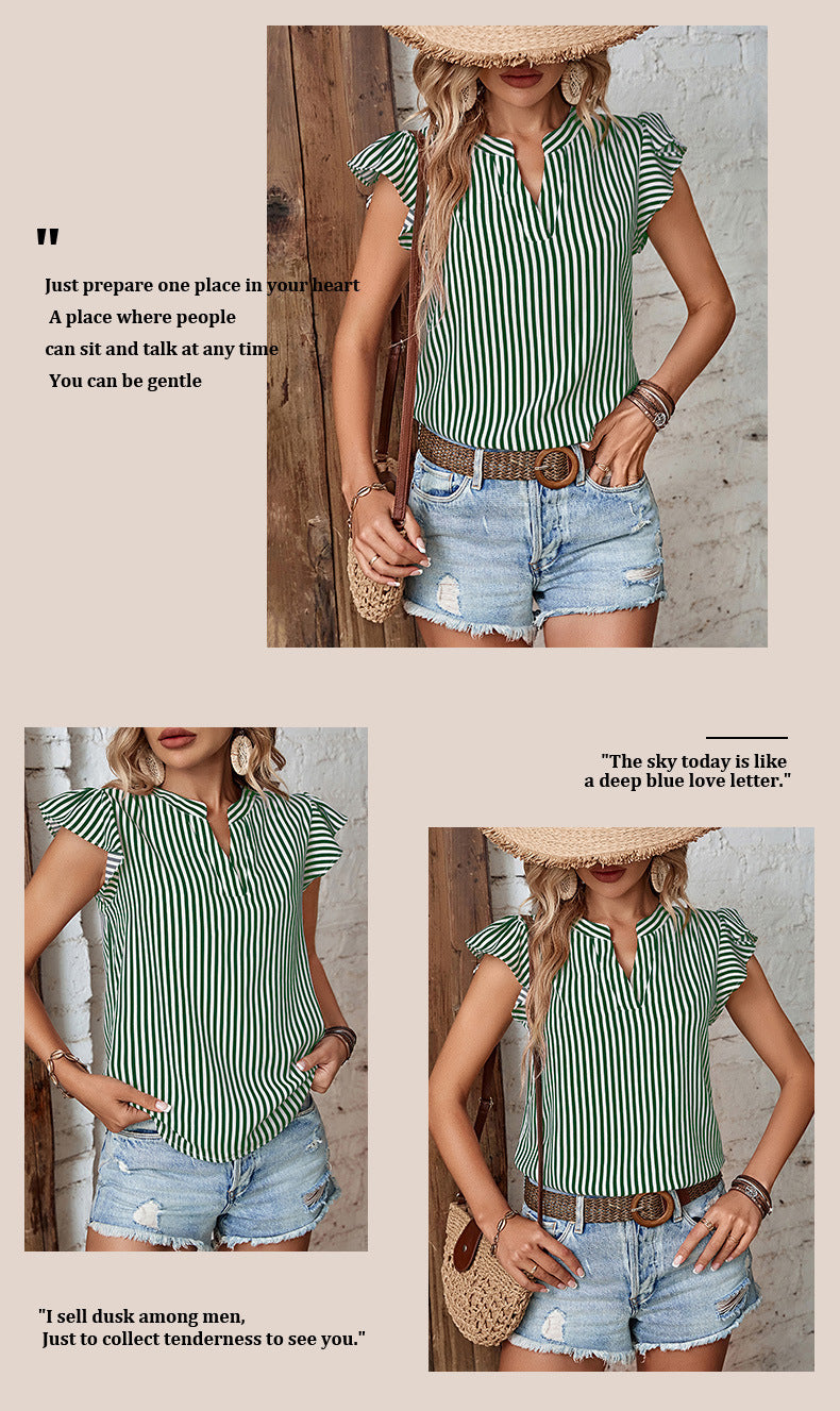 Chemise Rayée Évasion – Décolleté d’Été