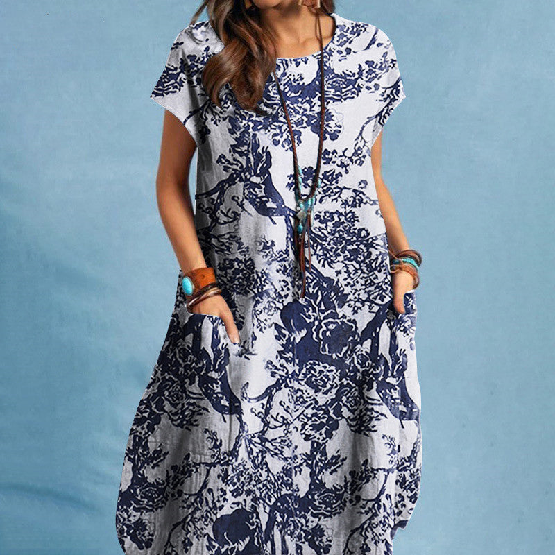 Balade Naturelle – Robe Casual Imprimé Plantes