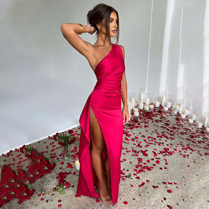 Sillage de Minuit – Robe Sexy Satin Fendue