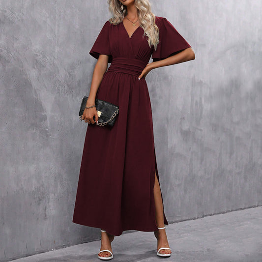 robe_élégante fendue mode_femme