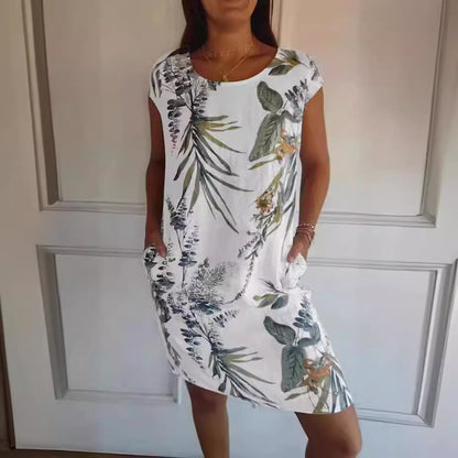 Clarté Florale – Robe Été Col Rond Légère