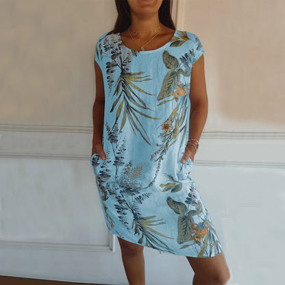 Clarté Florale – Robe Été Col Rond Légère