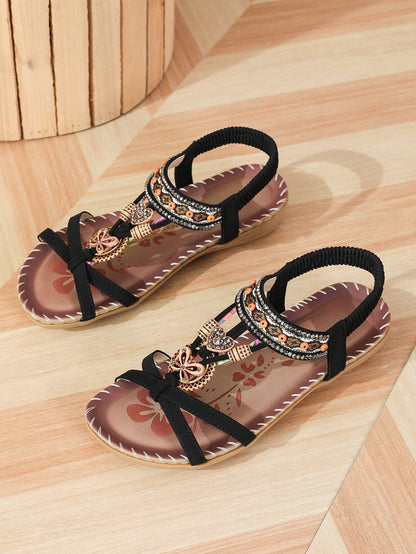 sandales_plat fleurs confort