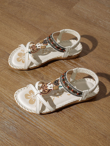 sandales_plat fleurs confort