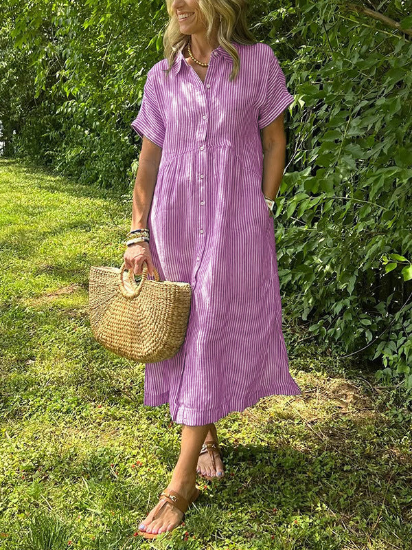 robe_casual rayée coton_linge