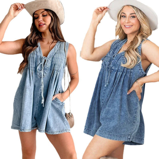combinaison_short denim casual femme