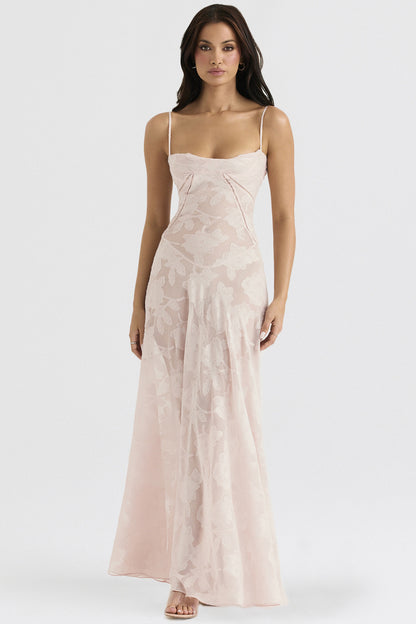 robe glamour-longue dos lacé fleurs