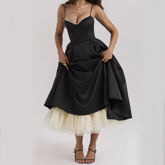 robe luxe-bretelles fines silhouette