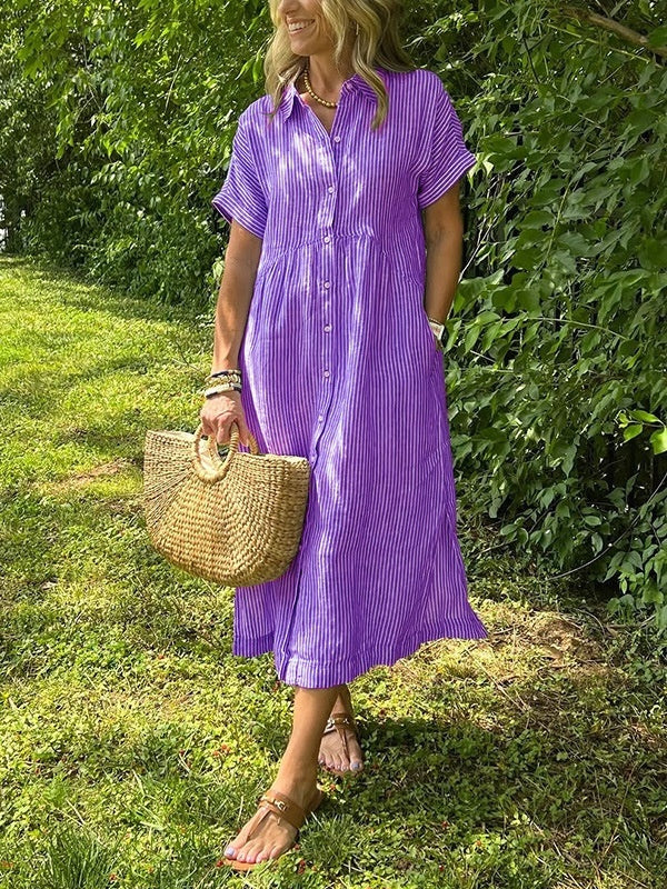 robe_casual rayée coton_linge