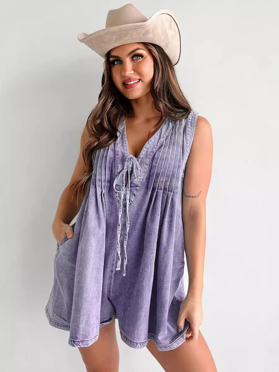 combinaison_short denim casual femme
