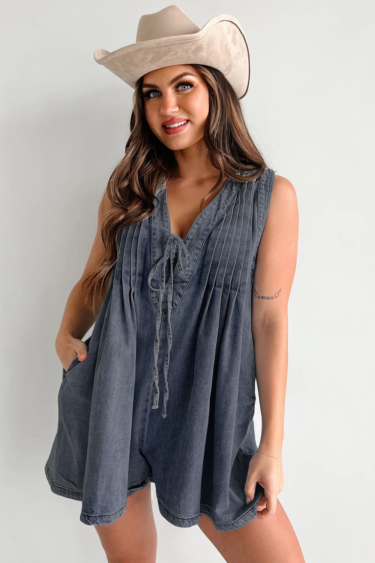 combinaison_short denim casual femme