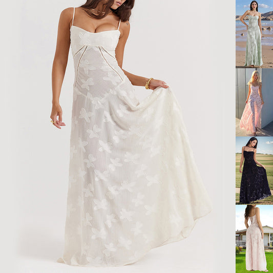 robe glamour-longue dos lacé fleurs
