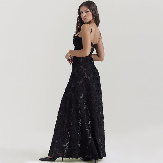 robe cocktail-bustier dentelle chic