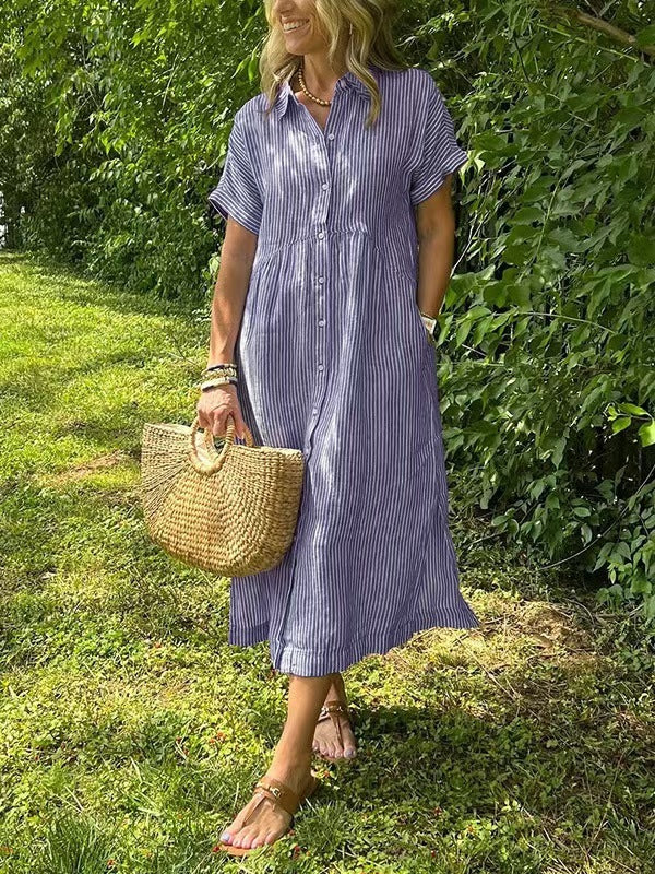 robe_casual rayée coton_linge