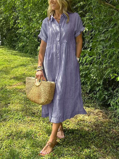 robe_casual rayée coton_linge