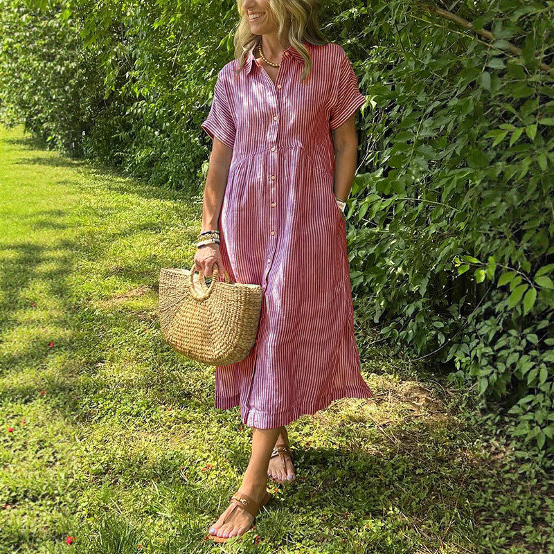 robe_casual rayée coton_linge