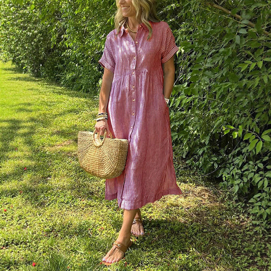robe_casual rayée coton_linge