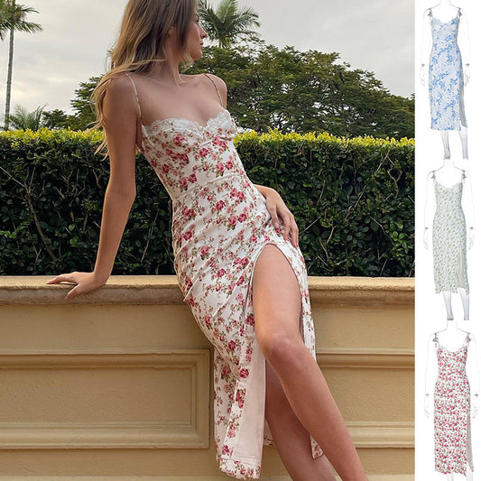 Séduction Bohème – Robe Longue Imprimée à Fente