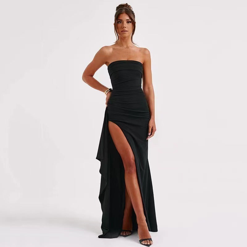 robe_longue fendue soirée chic