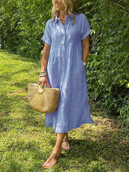 robe_casual rayée coton_linge