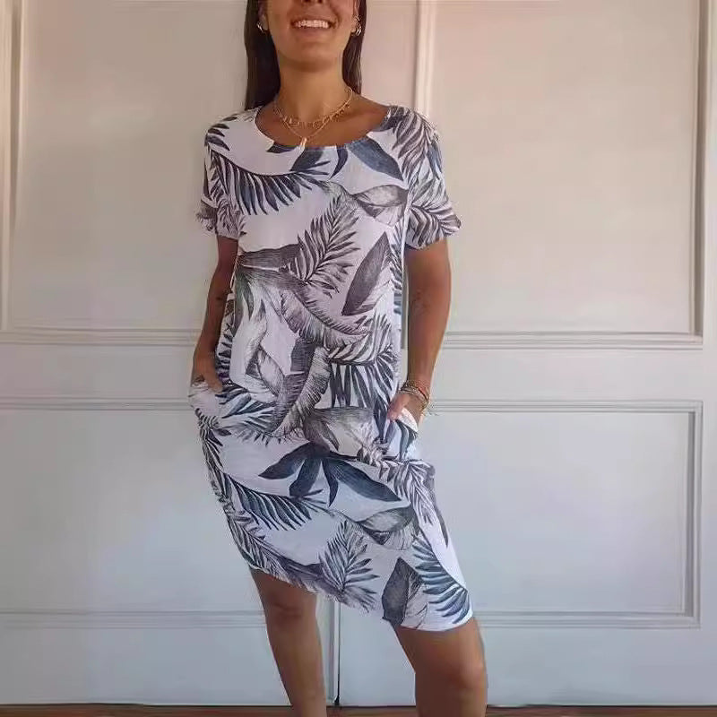 Clarté Florale – Robe Été Col Rond Légère