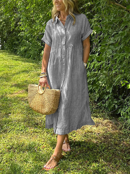 robe_casual rayée coton_linge