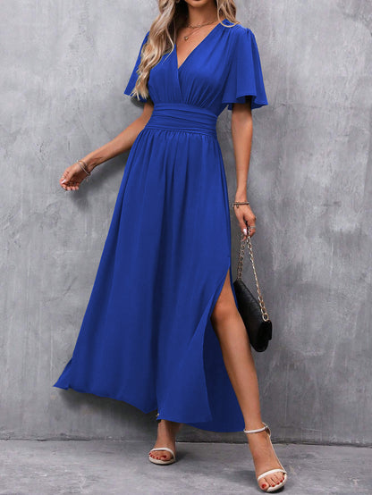 robe_élégante fendue mode_femme