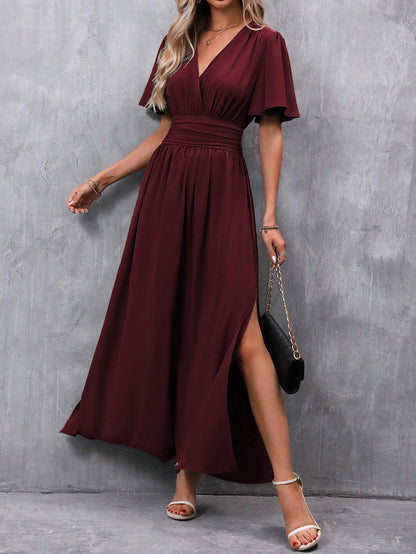 robe_élégante fendue mode_femme