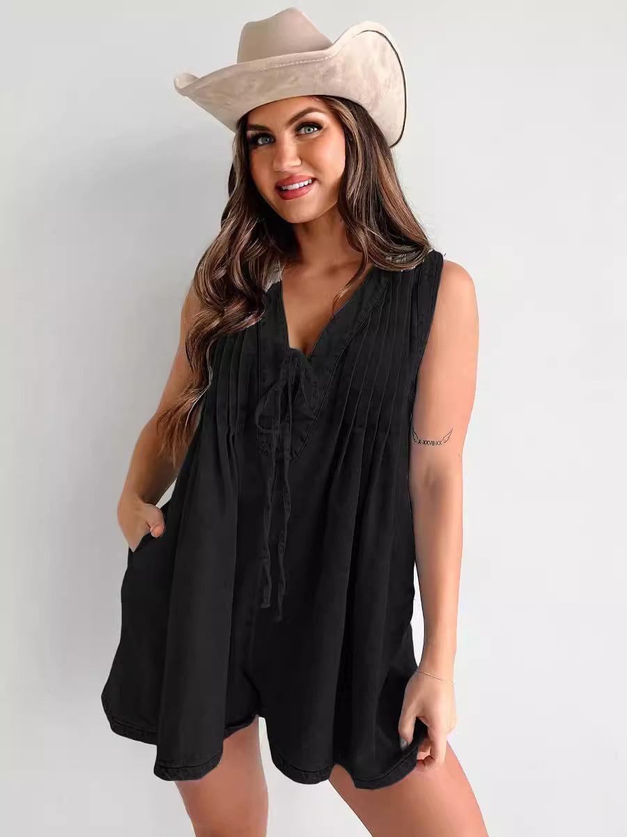 combinaison_short denim casual femme