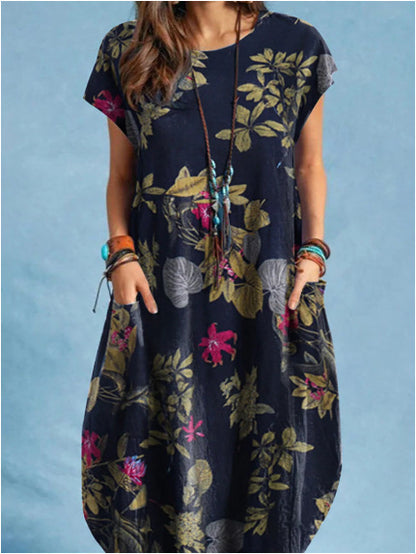 Balade Naturelle – Robe Casual Imprimé Plantes