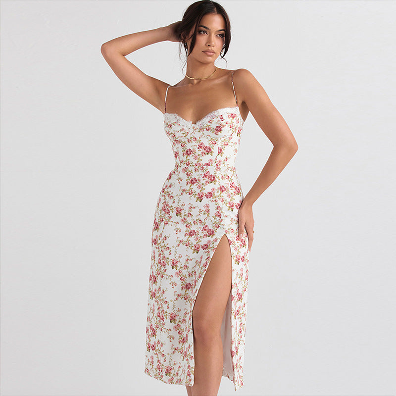 Séduction Bohème – Robe Longue Imprimée à Fente