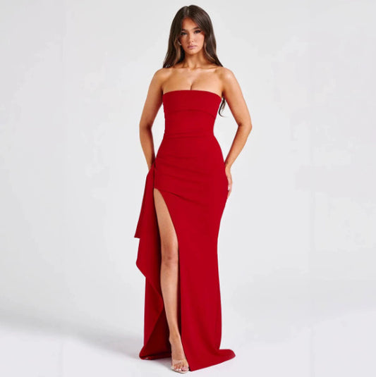 robe_longue fendue soirée chic